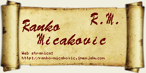Ranko Micaković vizit kartica